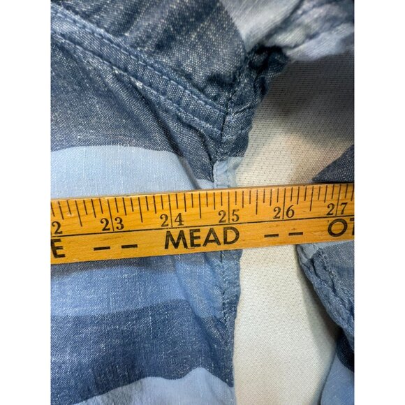 Bob Timberlake Mens  Striped Linen Blend Long Sleeve Polo Shirt XL Blue & Gray - Picture 5 of 11